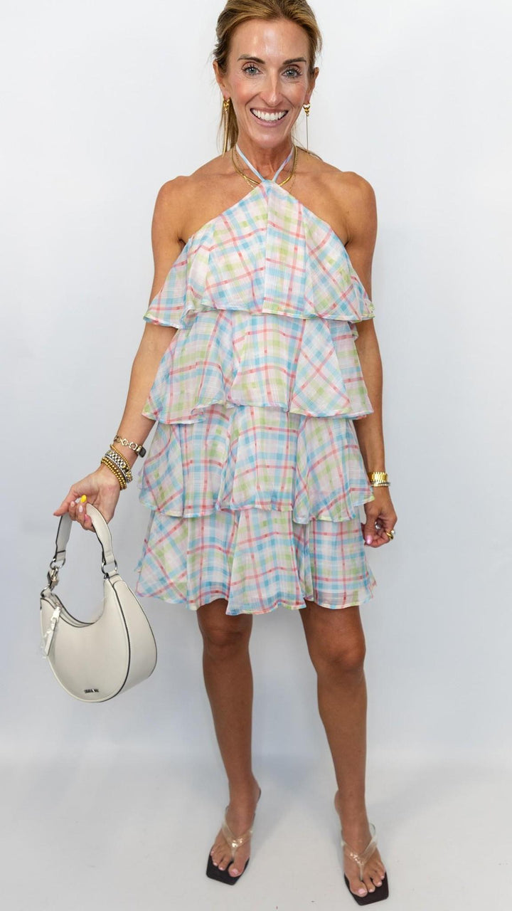 Pastel Tiered Halter Dress