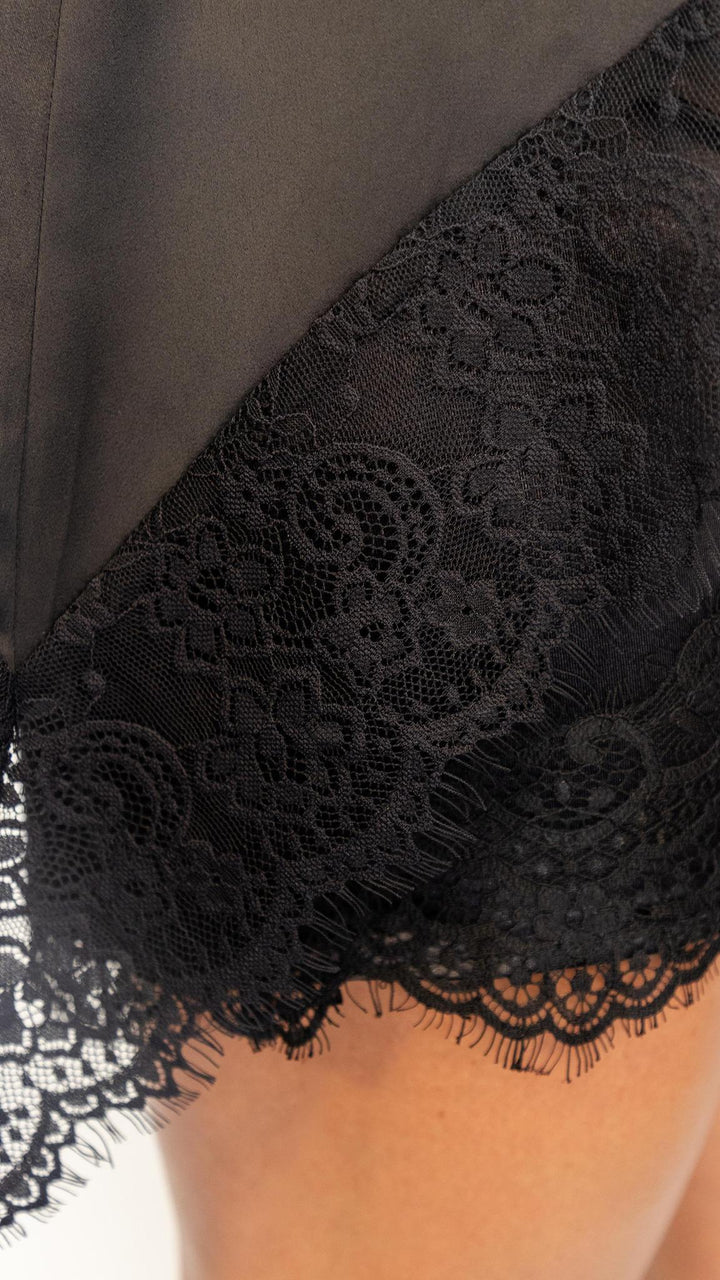 Lace Trim Satin Mini Skirt - view 6