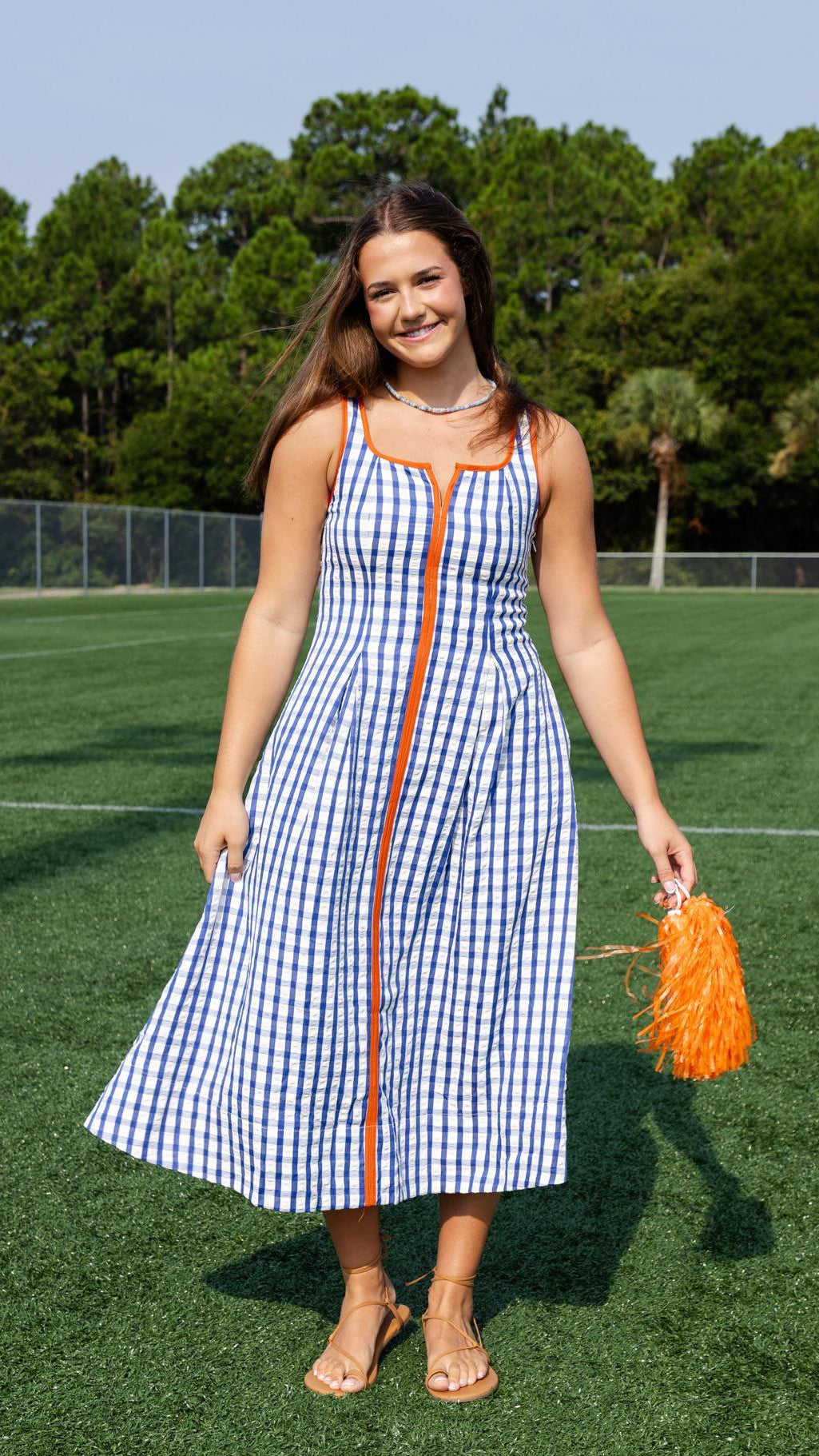 Thin Strap Gingham Dress
