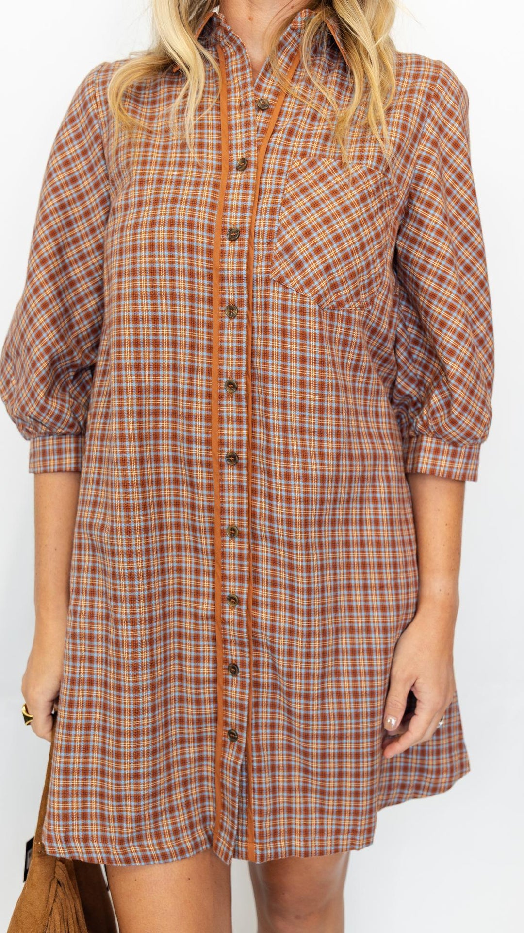 Plaid Button Down Shirt Dress