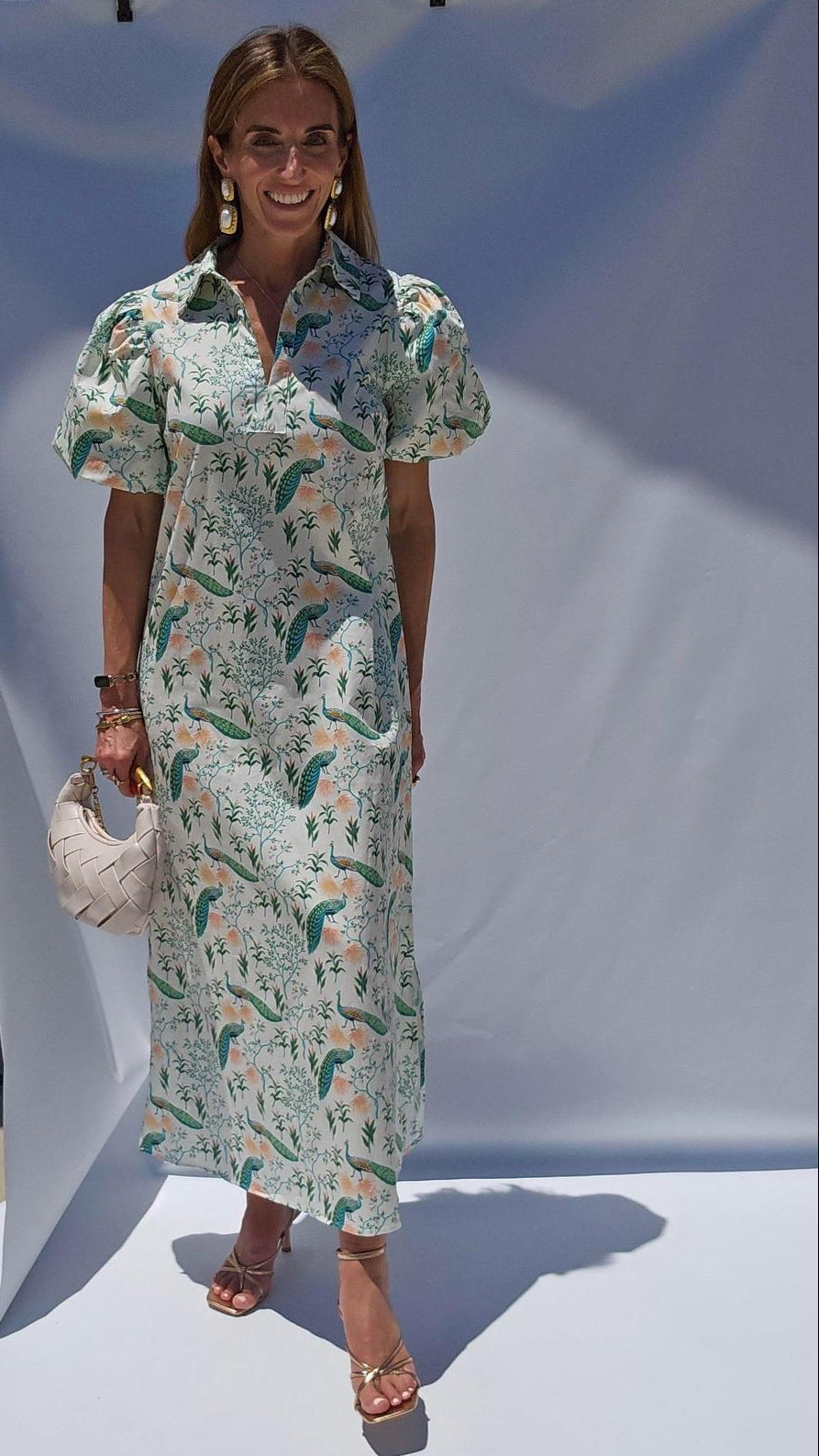 Peacock Puff Sleeve Dress with puff sleeves – Abide Boutique