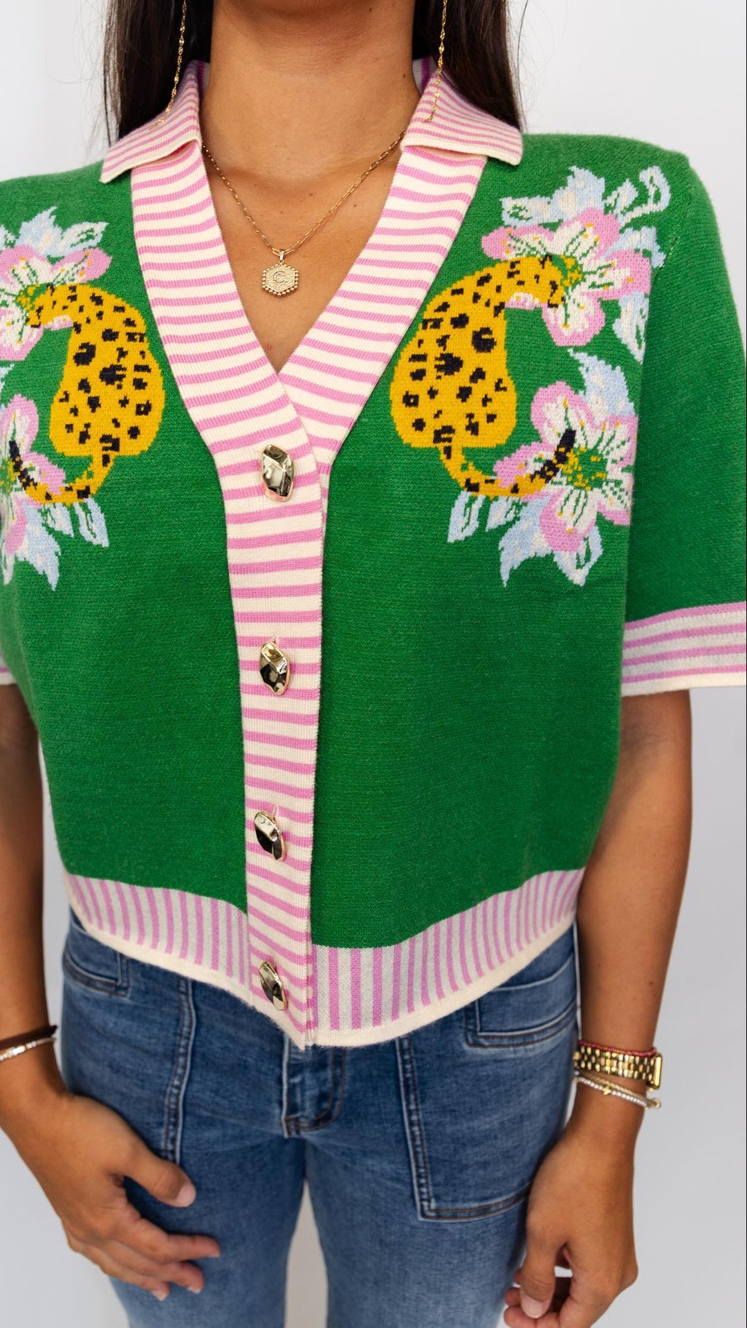 Collared Tiger Print Cardigan