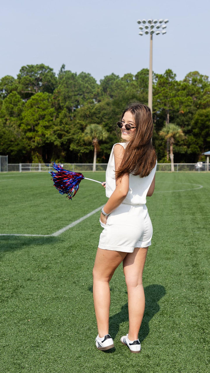 White Denim Shorts Set