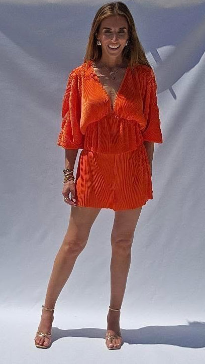 Orange Pleated Set