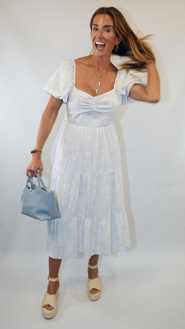 Blue & White Tie Back Dress