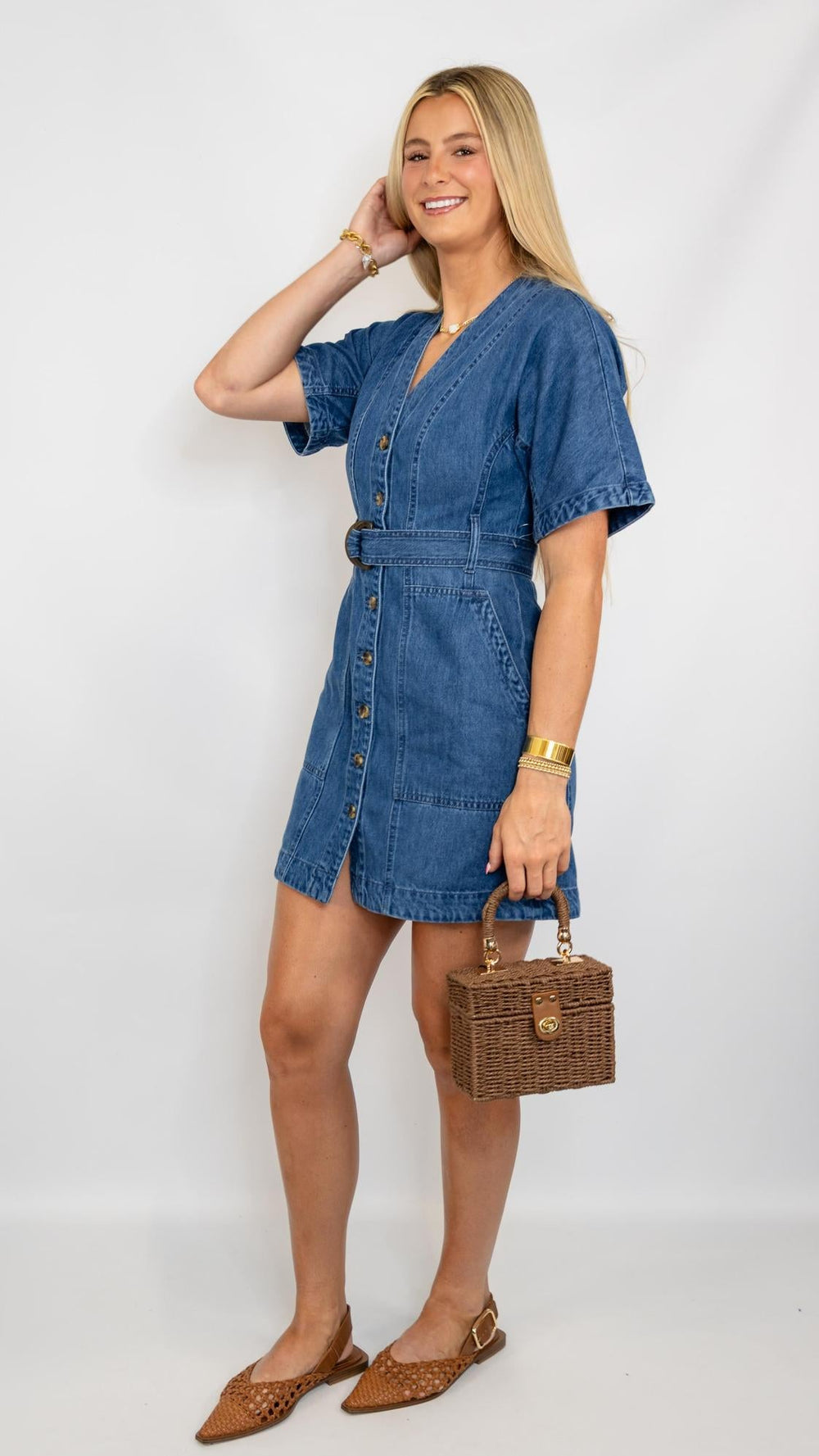 Kaulana Vintage Havana Dress with V-neck – Abide Boutique