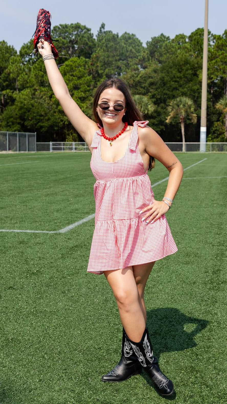 Gingham Tie Strap Dress