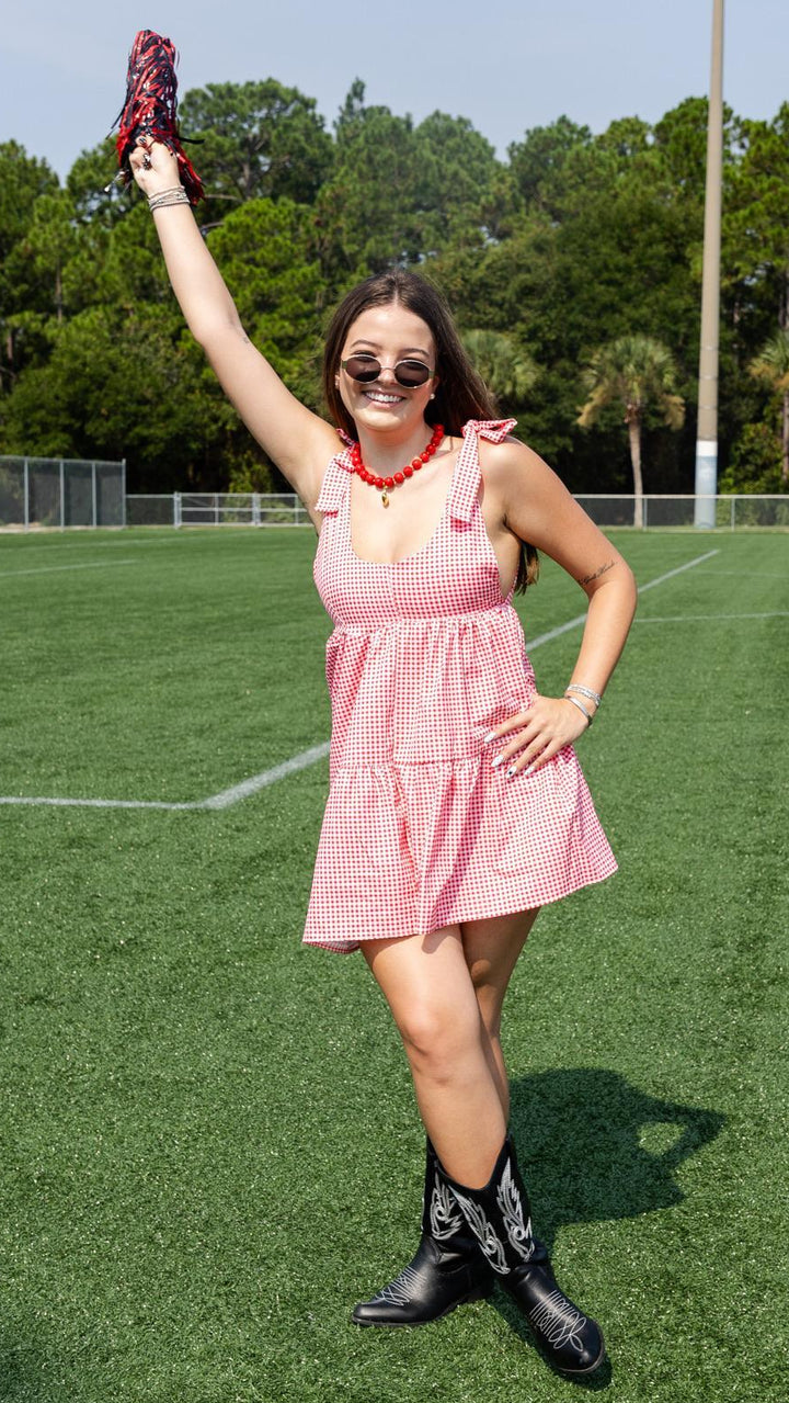 Gingham Tie Strap Dress