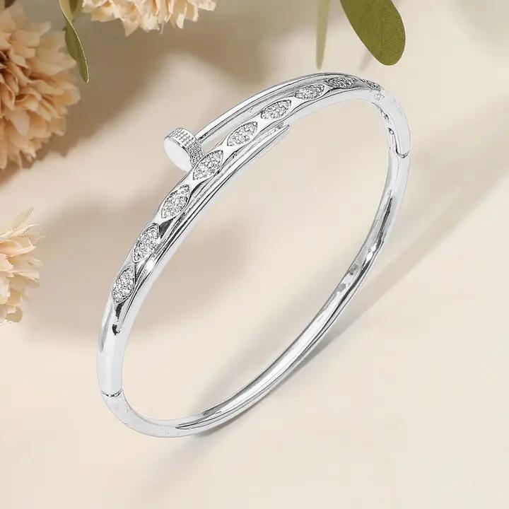 Rhinestone Pave Marquise Nailhead Hinged Bangle Bracelet