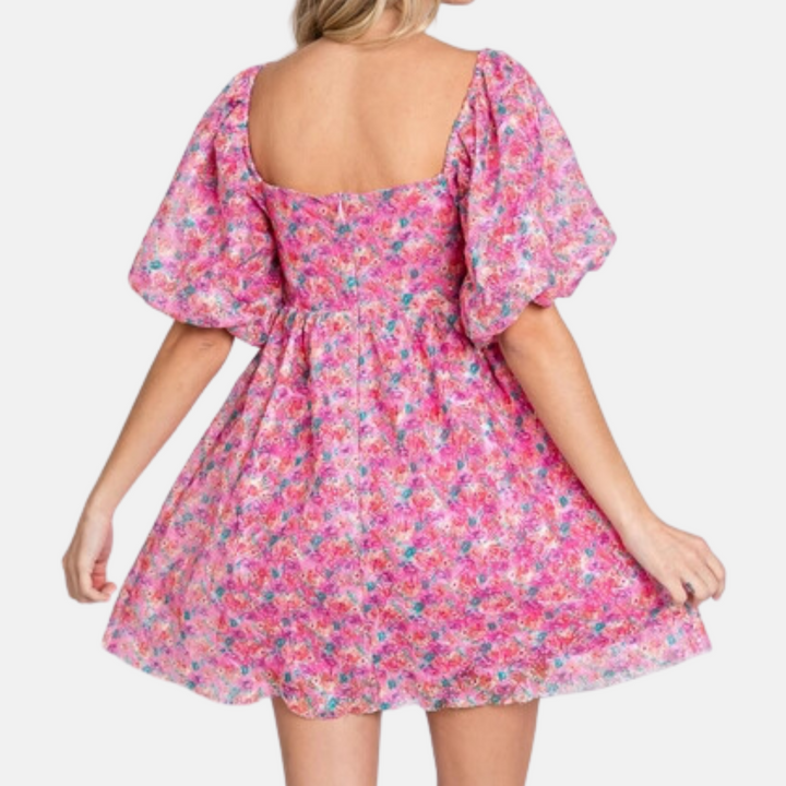 Sequins Floral Babydoll Dress