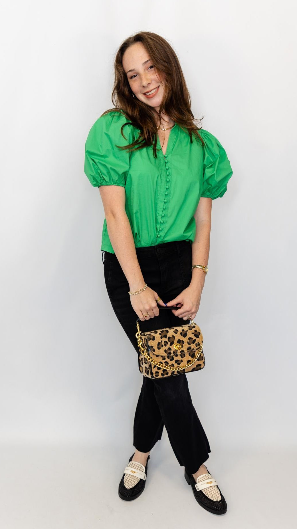 Ruffled Collar Puff Sleeve Blouse
