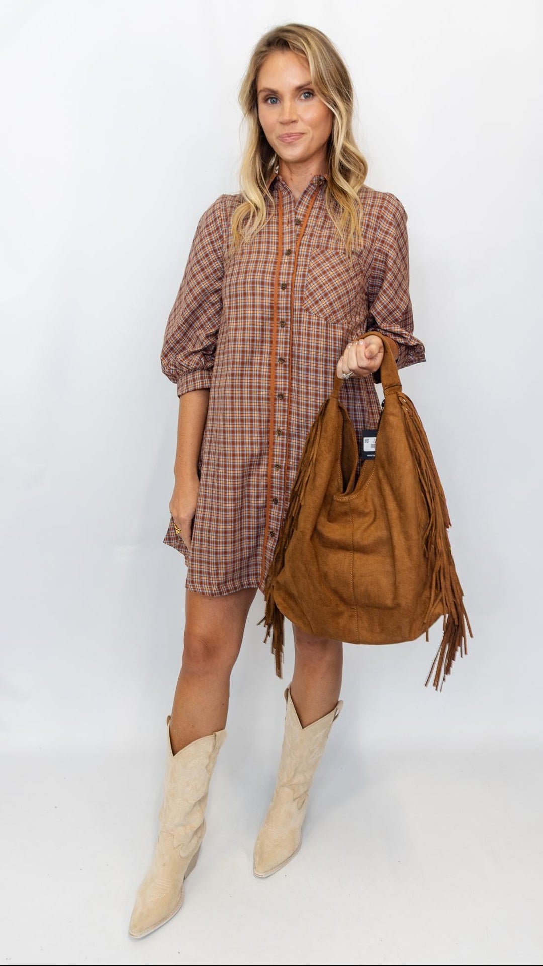 Plaid Button Down Shirt Dress