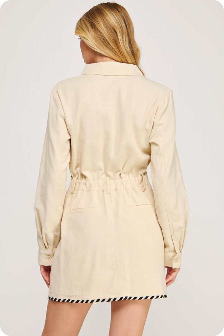 Whipstitch Detail Mini Dress