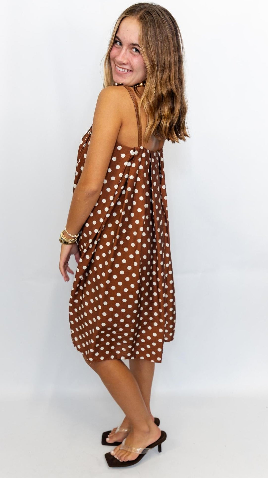 Polka Dot Buckle Strap Dress