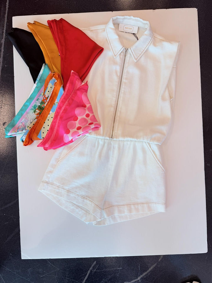 White Denim Shorts Set