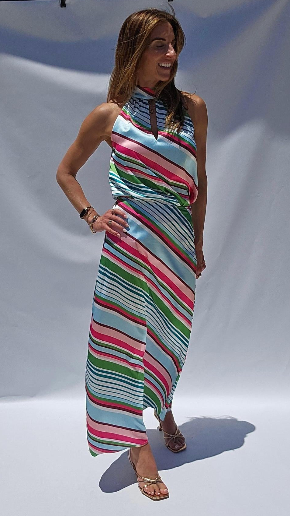 Multi Stripe Satin Top
