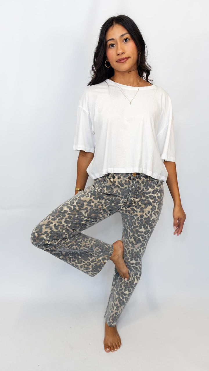 Kelsey High Rise Flare Leopard
