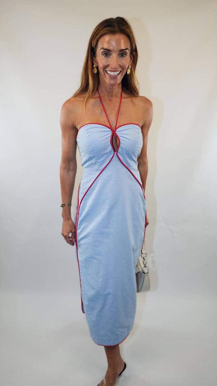 Halter Neck Cutout Midi Dress
