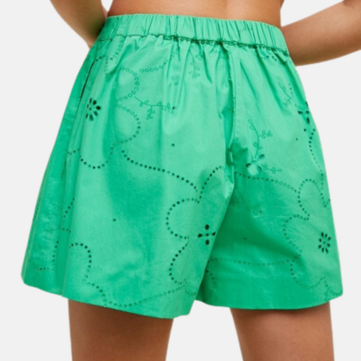 Green Eyelet Shorts