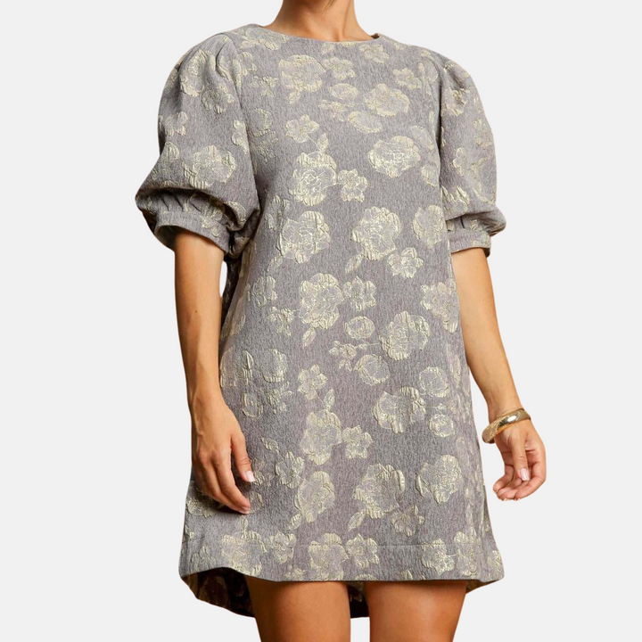 Grey Floral Mini Dress