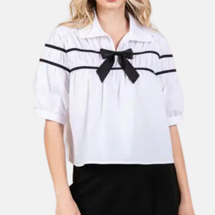 White/Black Bow Top