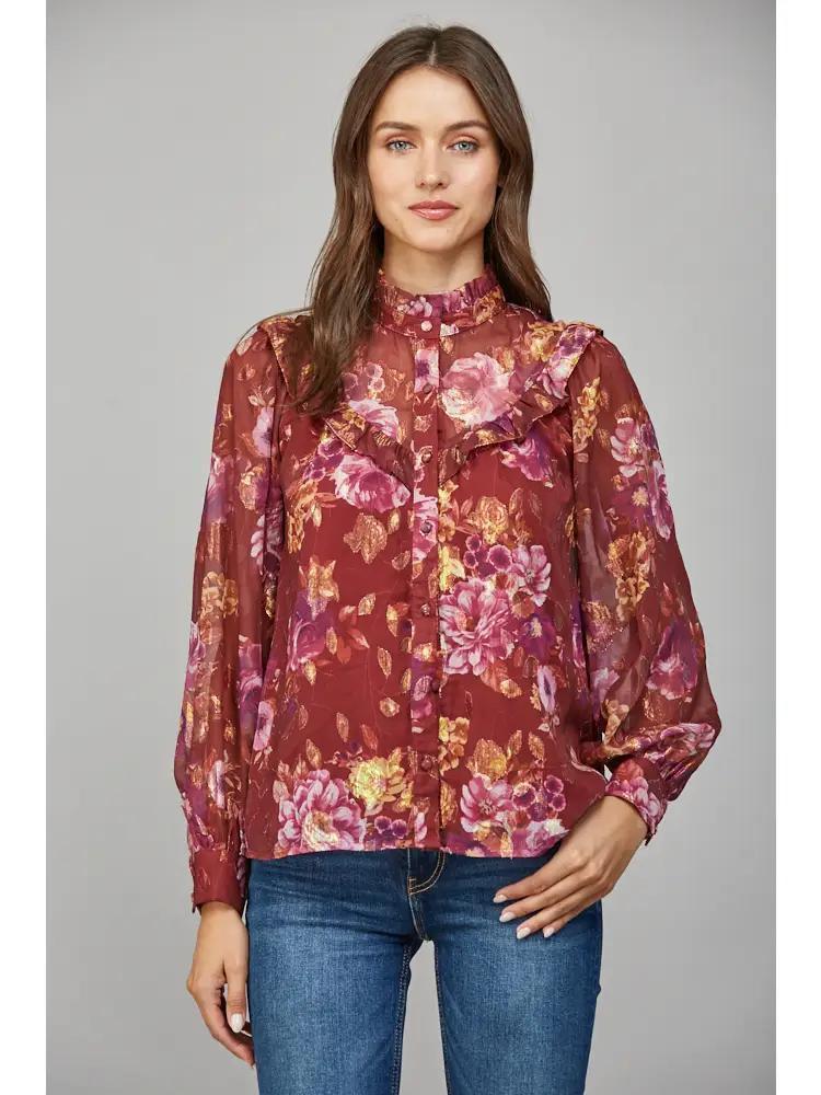 High Ruffle Neck Blouse