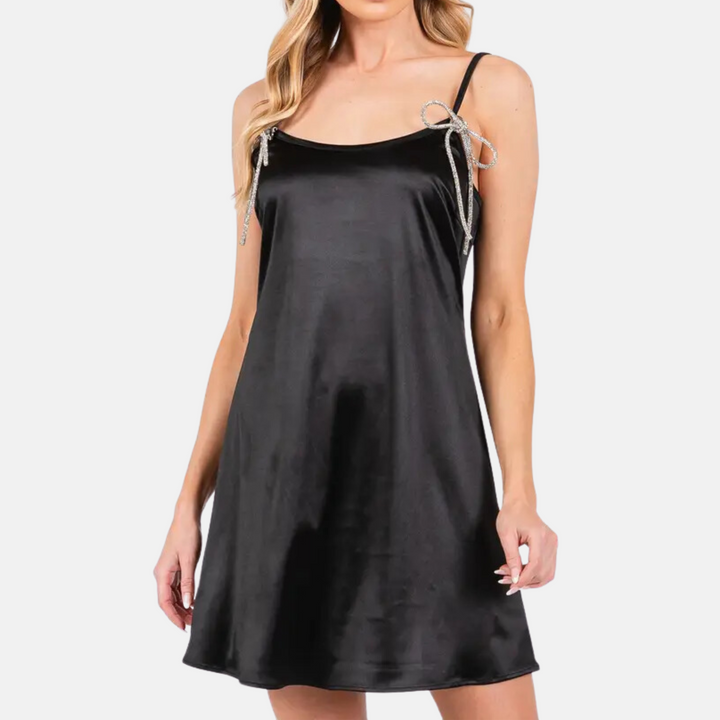 Black Satin Mini Dress