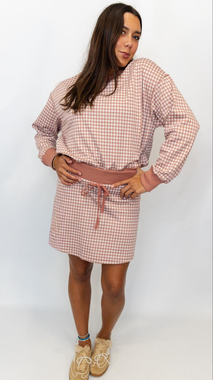 Gingham Sweatshirt & Skort Set