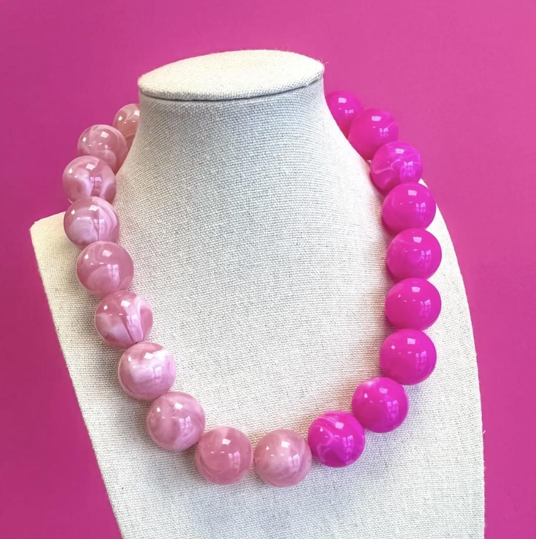 Bauble Ball Necklace Half Pink & Dark Pink