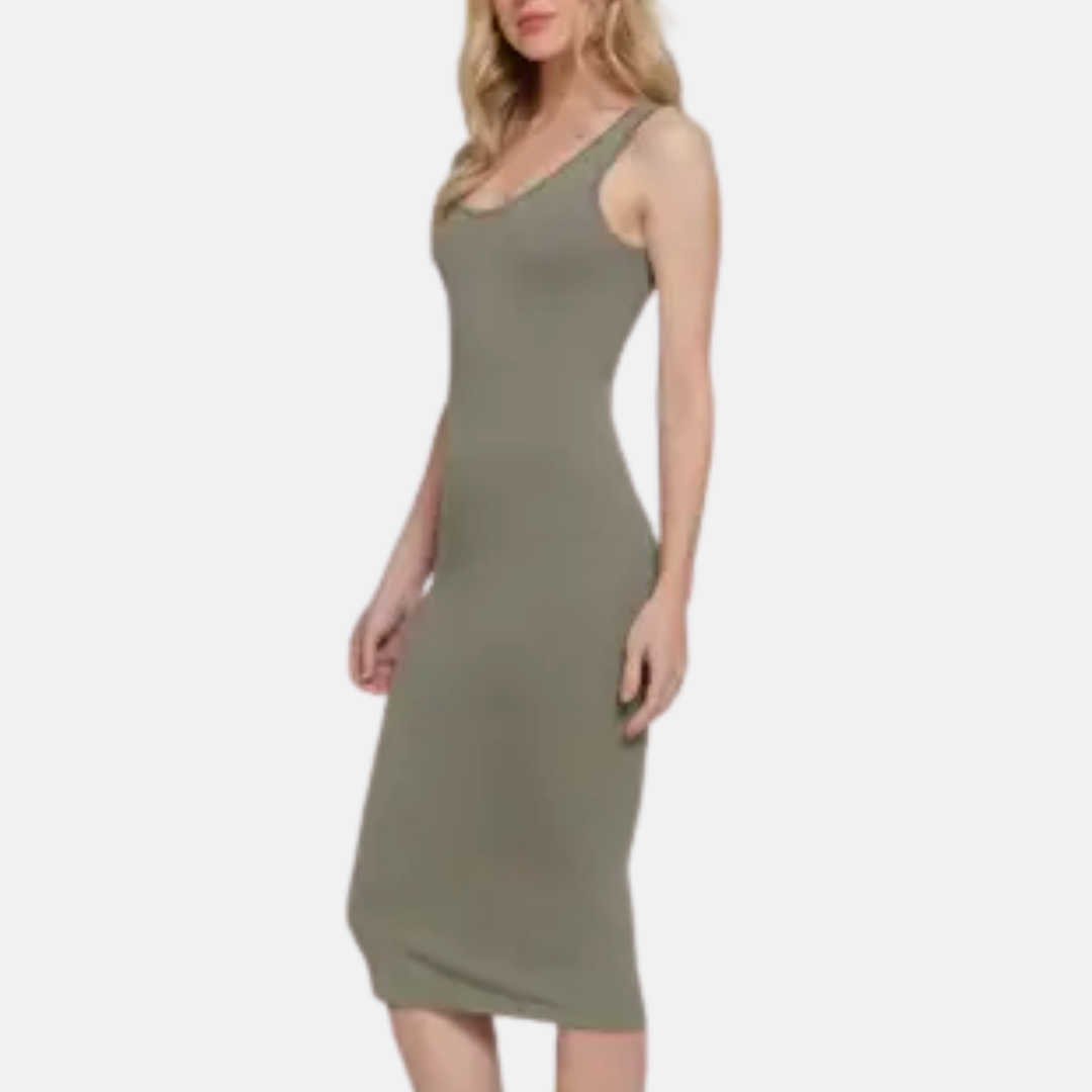 Double Scoop Olive Dress