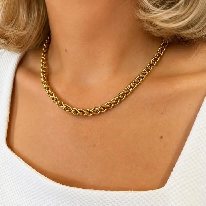 Gold 6mm Gold Wheat Chain 16" - Abide Boutique