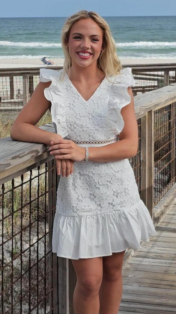 white cut out lace dress Strapless Lace Cut Out Maxi Dress