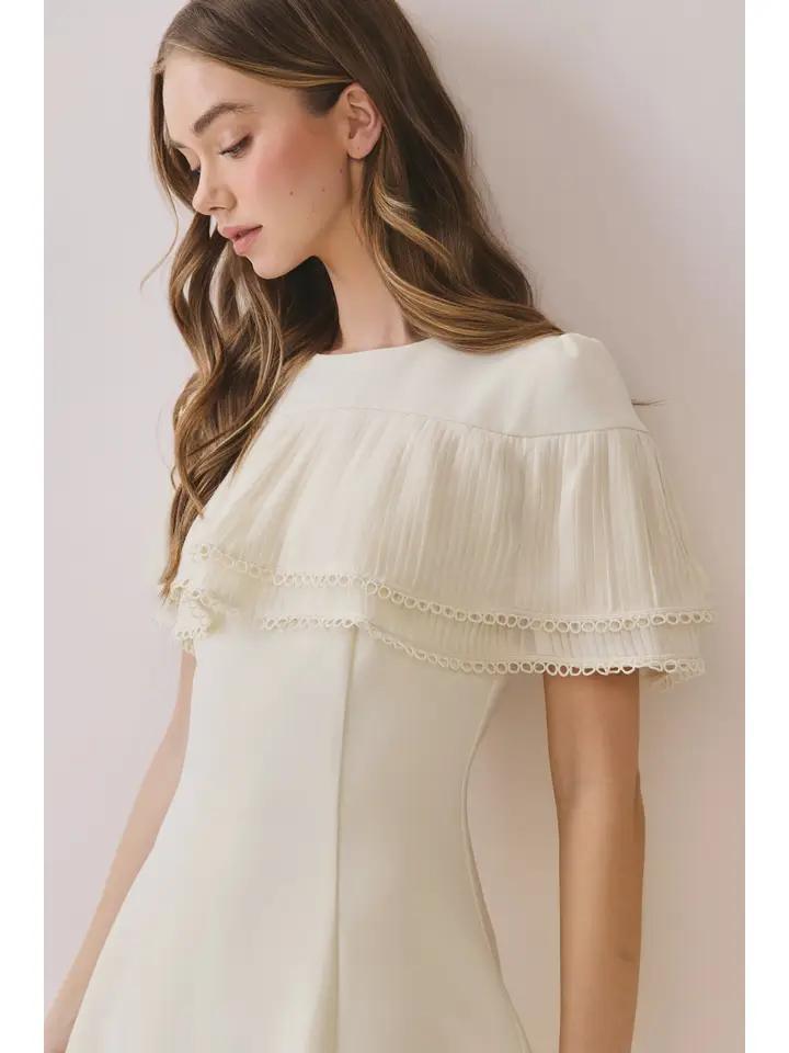 Pleated Cape A Line Dress