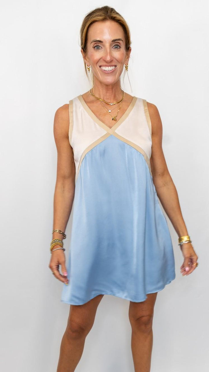 Chic V-Neck Geometric Dress