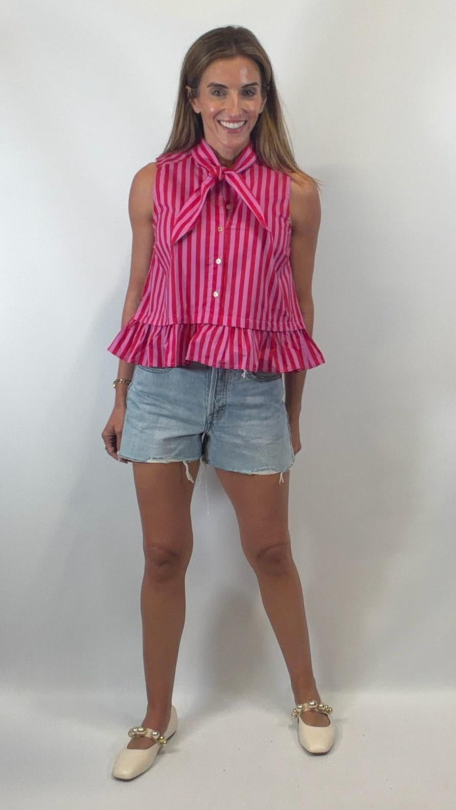 Pink & Red Stripe Top