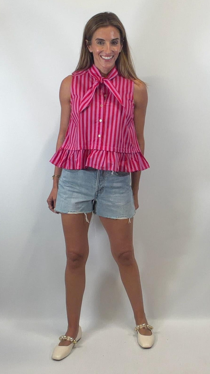 Pink & Red Stripe Top