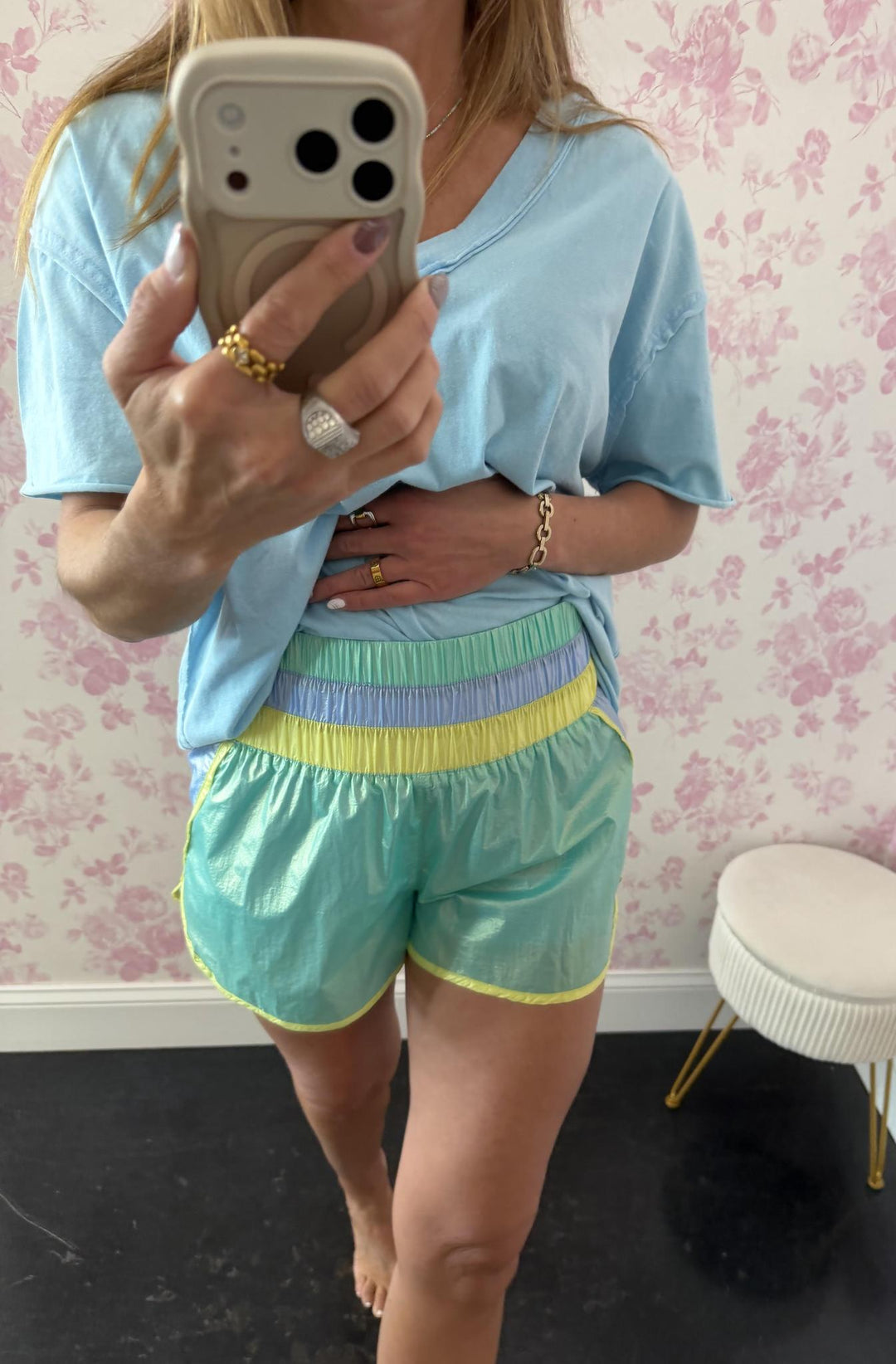 Colorblock Windbreaker Shorts