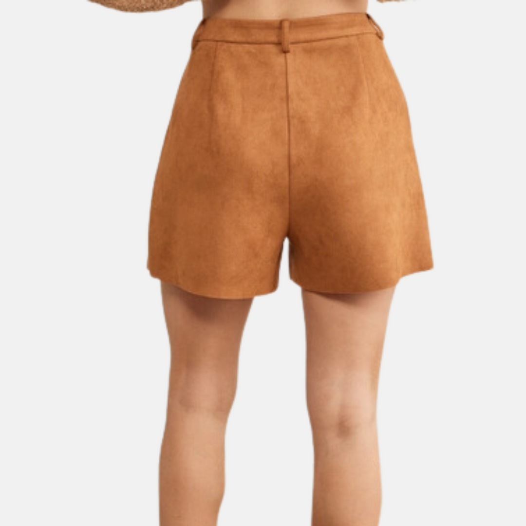 Camel Suede Shorts