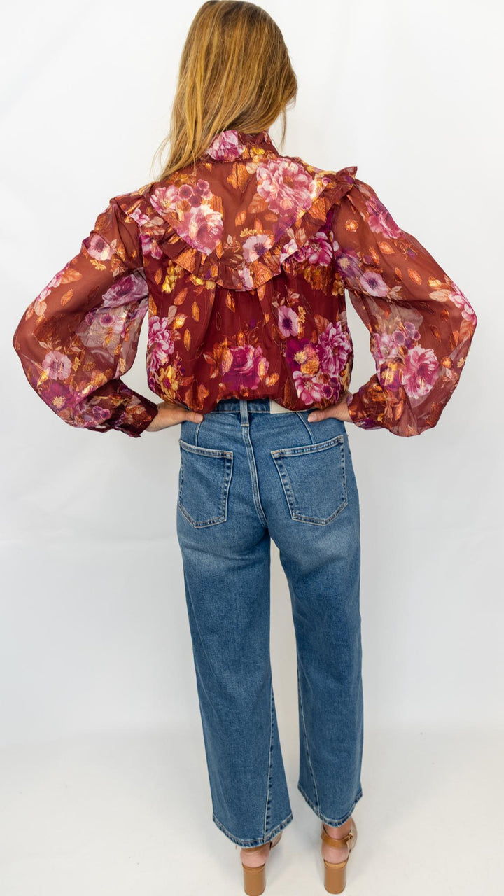 High Ruffle Neck Blouse