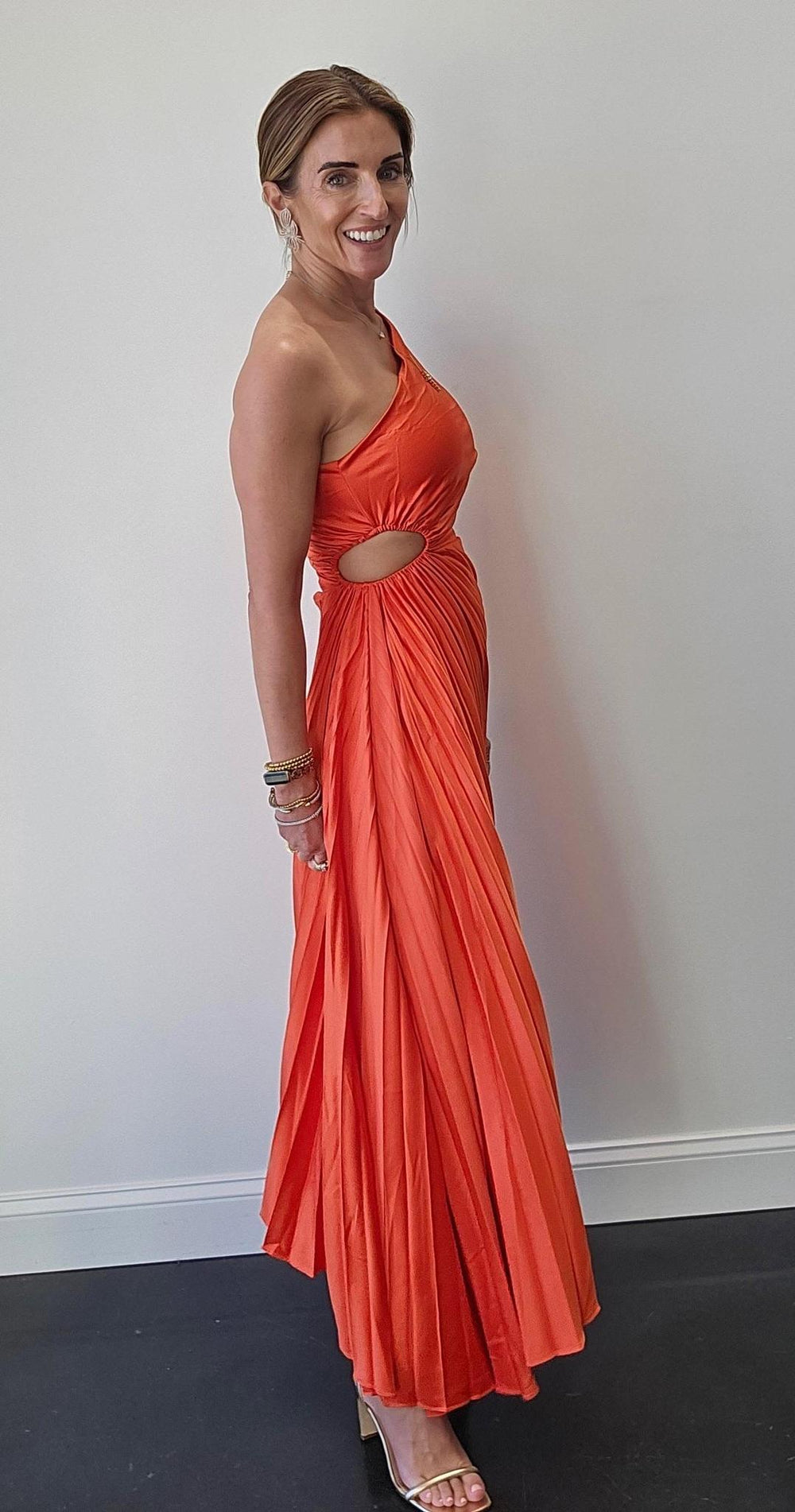 Satin One Shoulder Maxi dress with one-shoulder – Abide Boutique