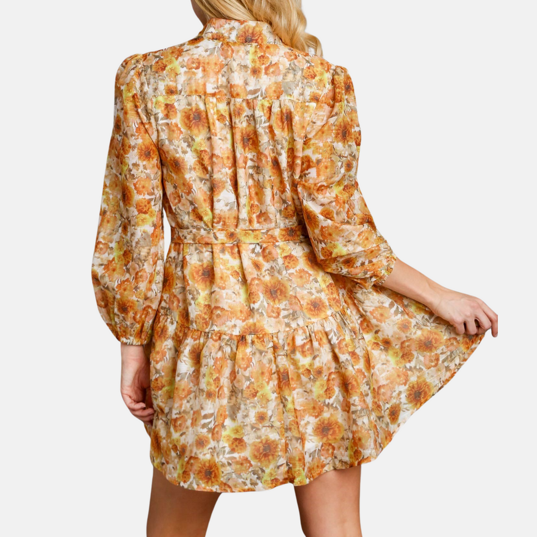 Yellow Floral Mini Dress