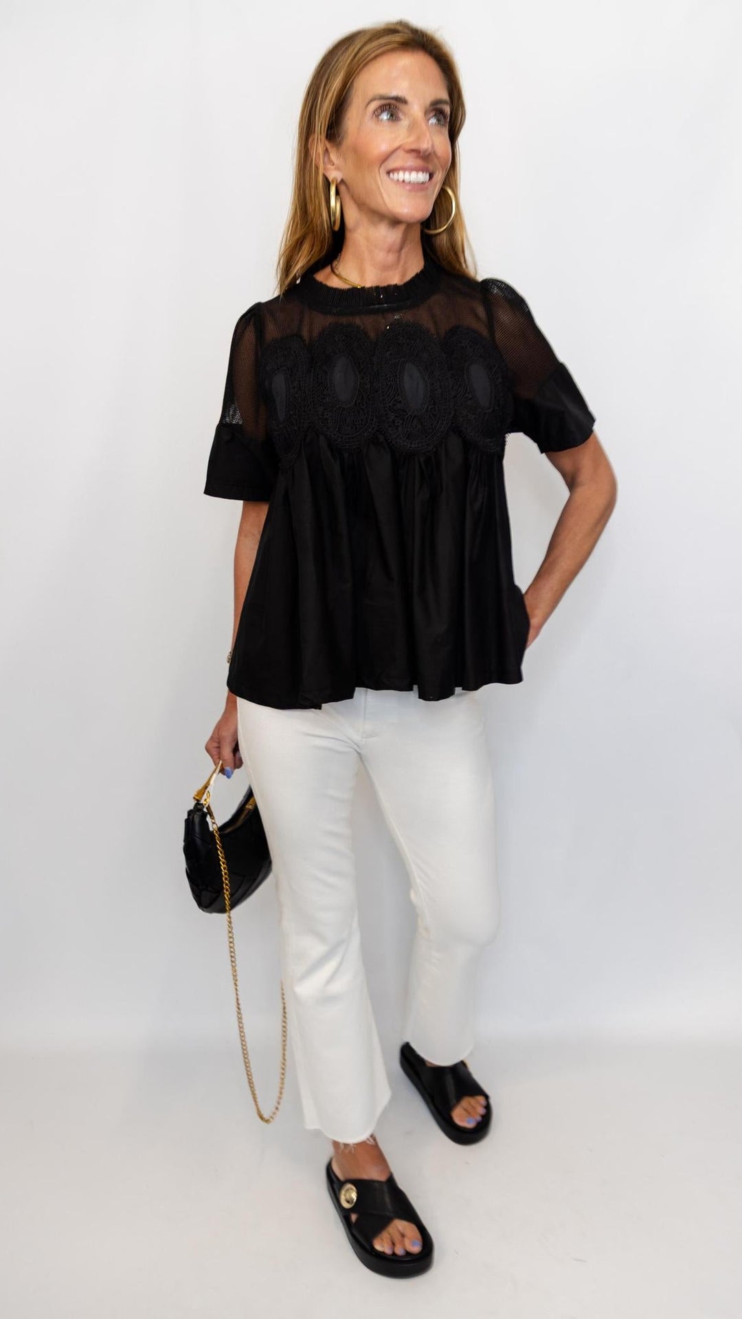 Mesh Combined Applique Top
