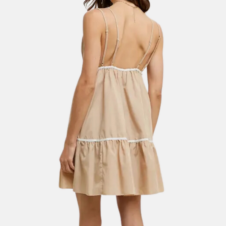 Mocha Cream Trim Dress