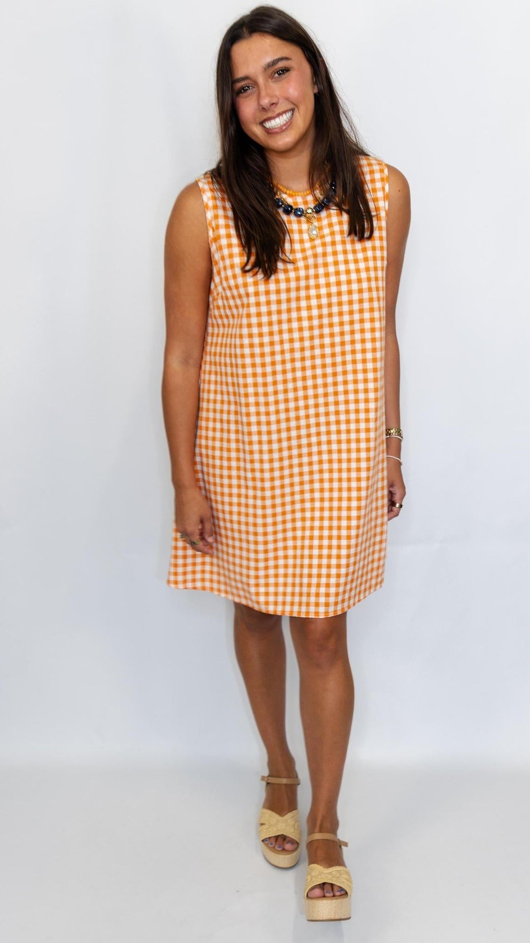 Sleeveless Gingham Dress