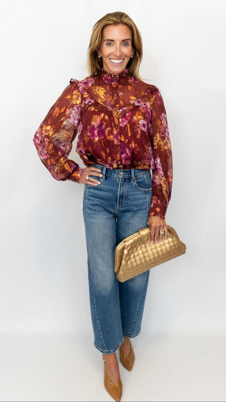 High Ruffle Neck Blouse