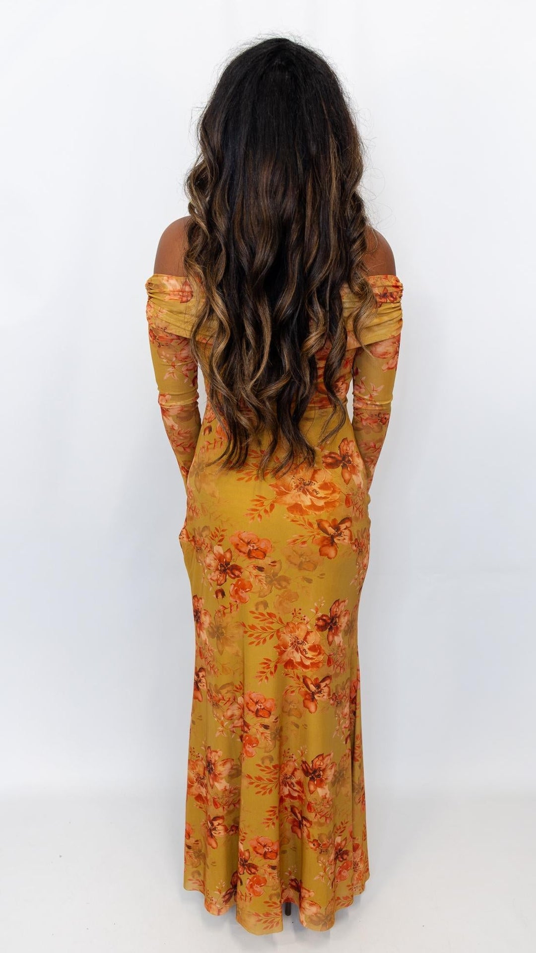 Off Shoulder Floral Mesh Dress