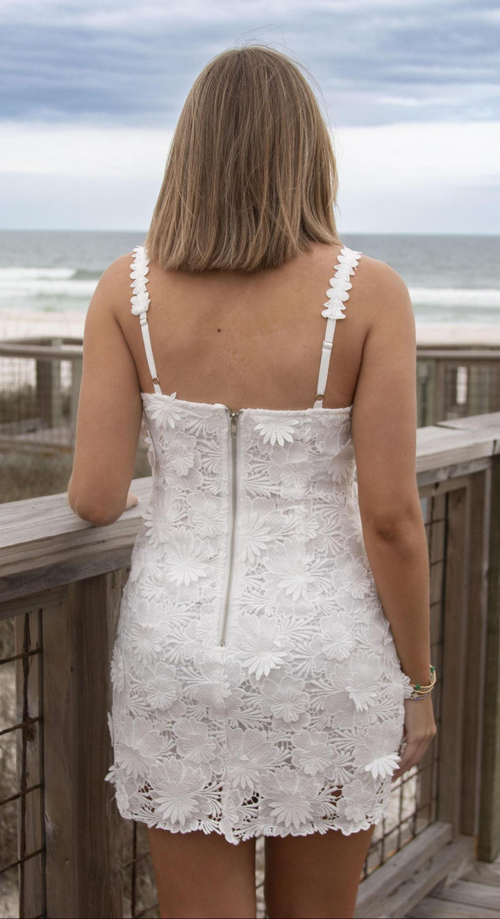 3D Crochet Lace Floral Mini Dress