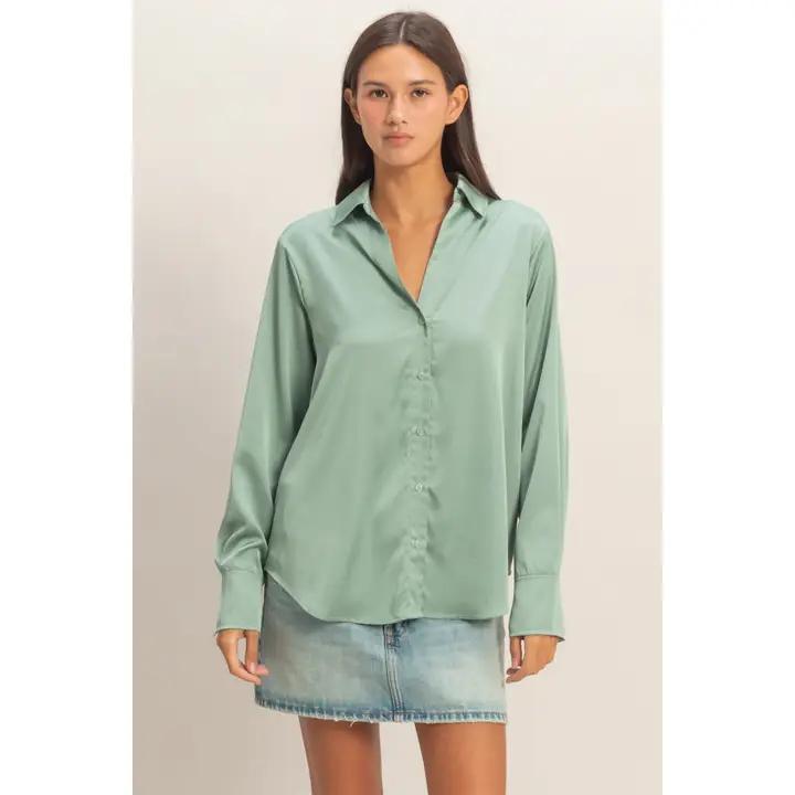 Satin Button-Up Shirt