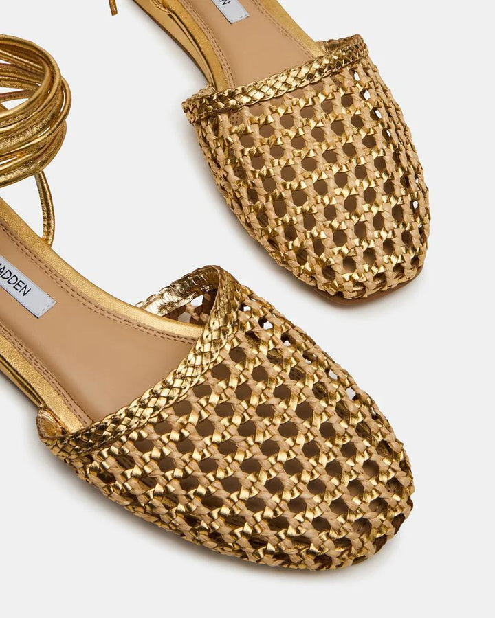 Flutter Gold Woven Tie Flats