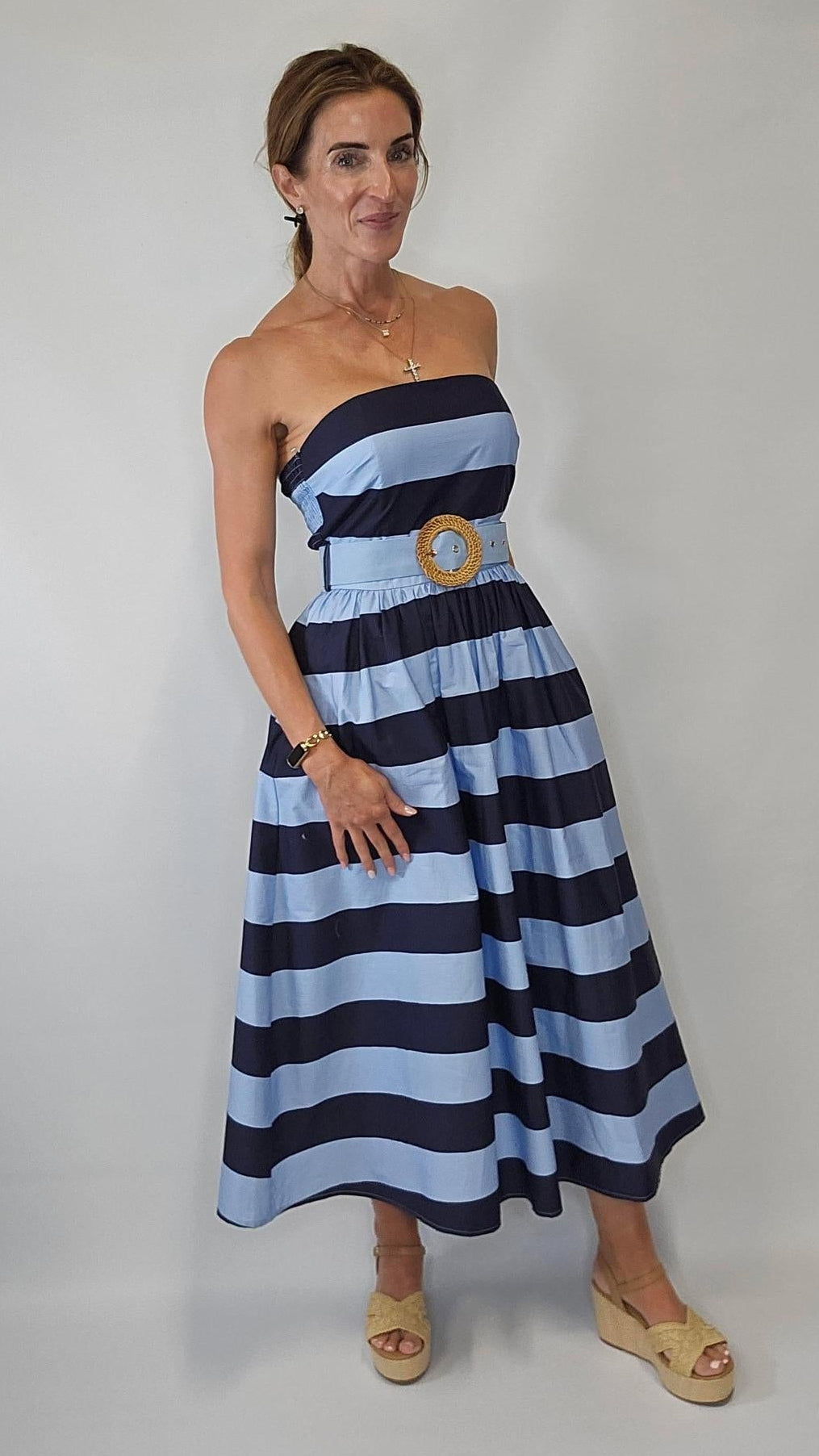 Striped Strapless Dress
